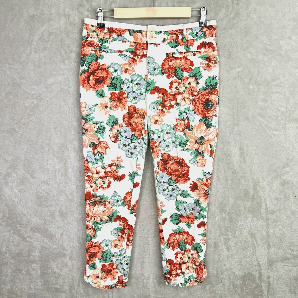 Anthropologie Cartonnier Pants Women's Floral Crop Slacks Sz 6 Bloomcore Cottage